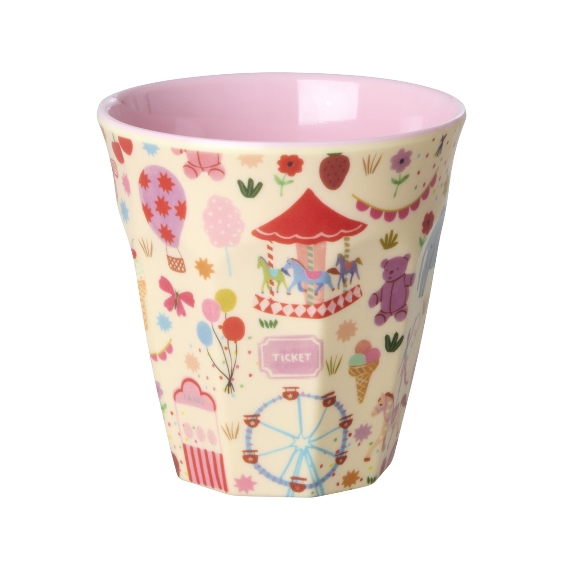 Becher "Fun Fair", pink (Personalisierung möglich)
