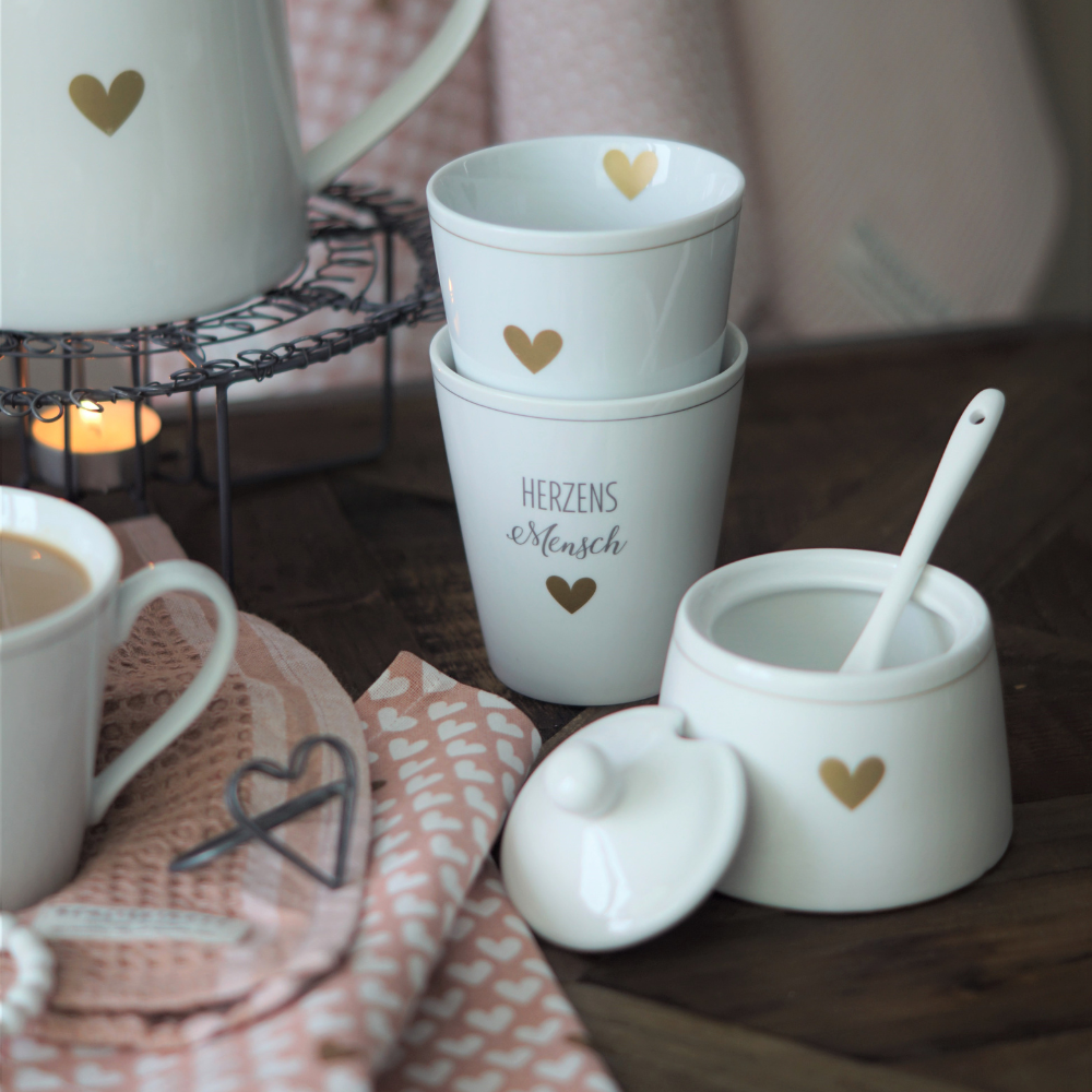 Tasse "Herzensmensch", grau/gold