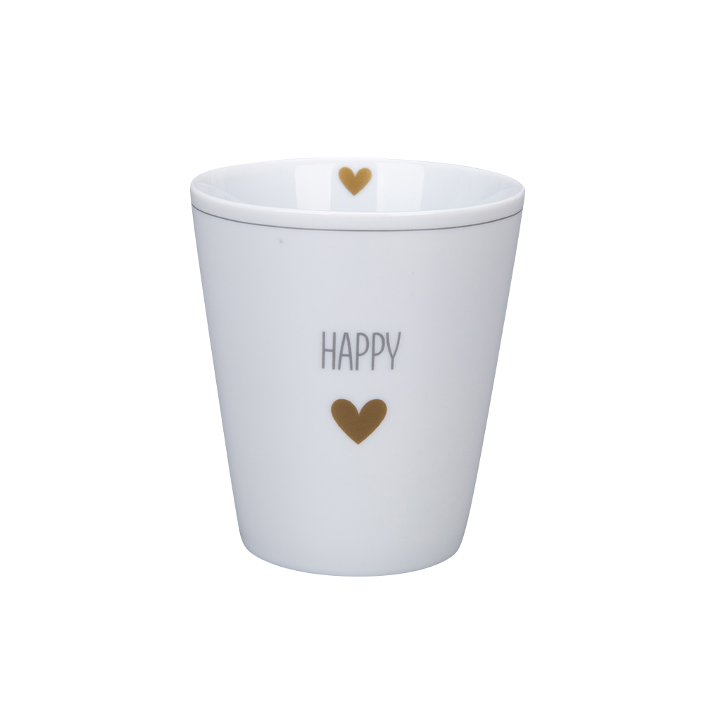 Tasse Happy, grau/gold