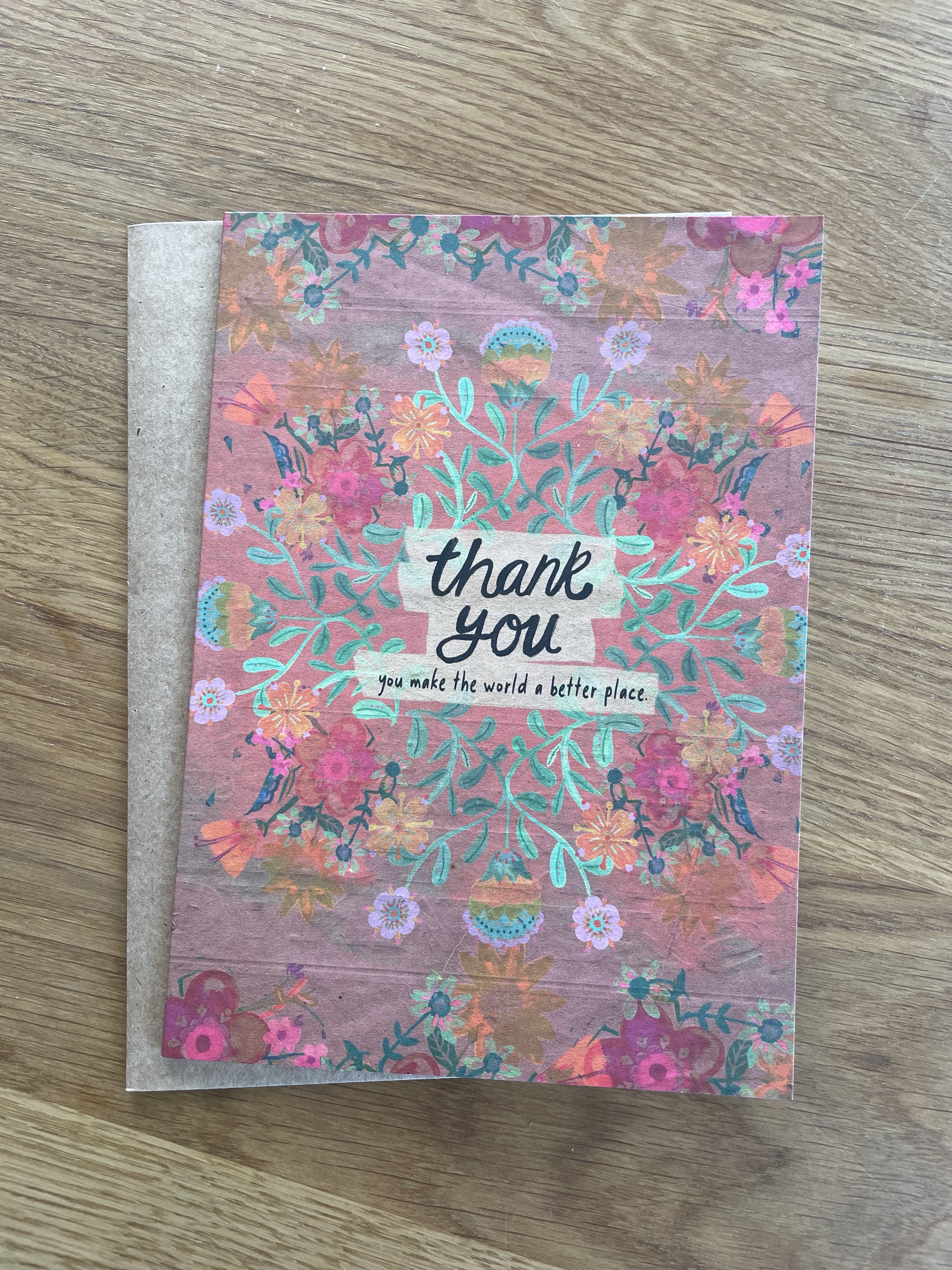 Klappkarte "thank you - you make the world a better place" (Motiv 2) mit Umschlag