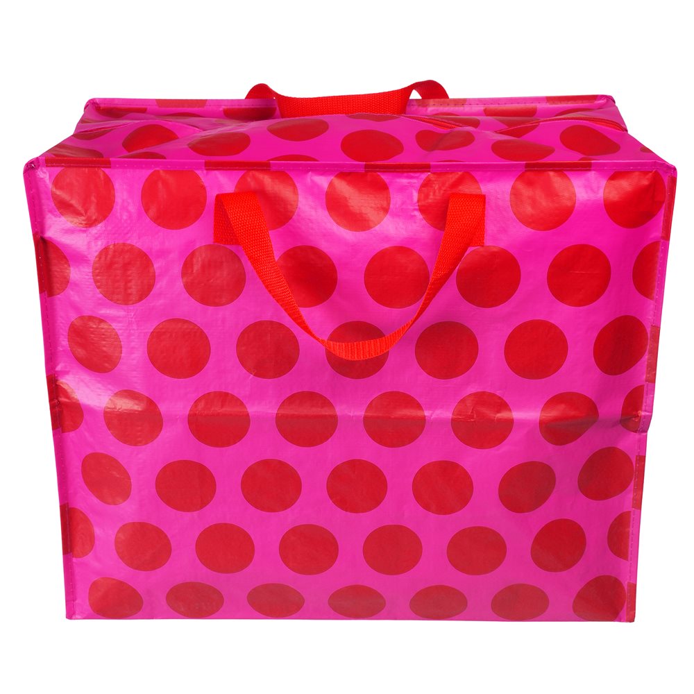 Große Tasche mit Punkten, pink/rot