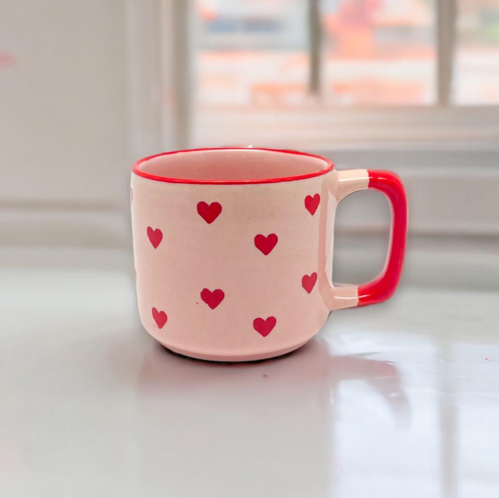 Tasse "Hearts with hearts", rosa/rot