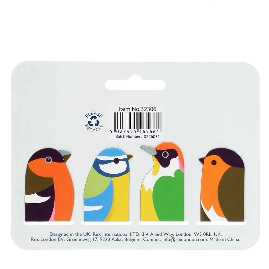 Magnetische Gartenvögel-Lesezeichen, (4er-Set)