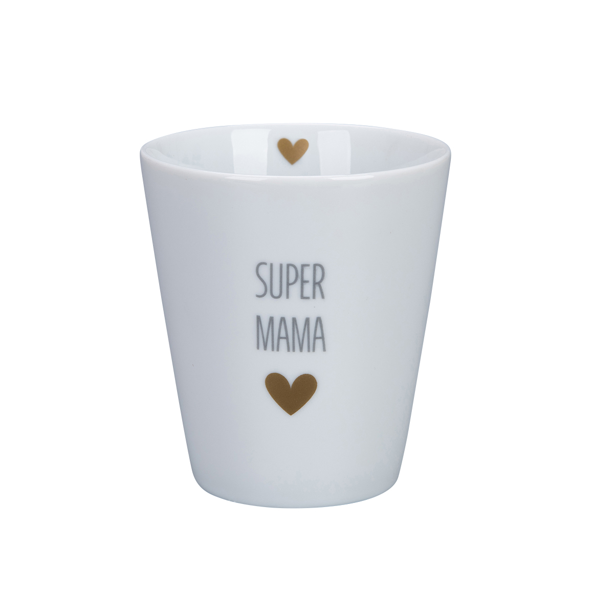 (2. Wahl) Tasse "Super Mama", grau mit goldenem Herz