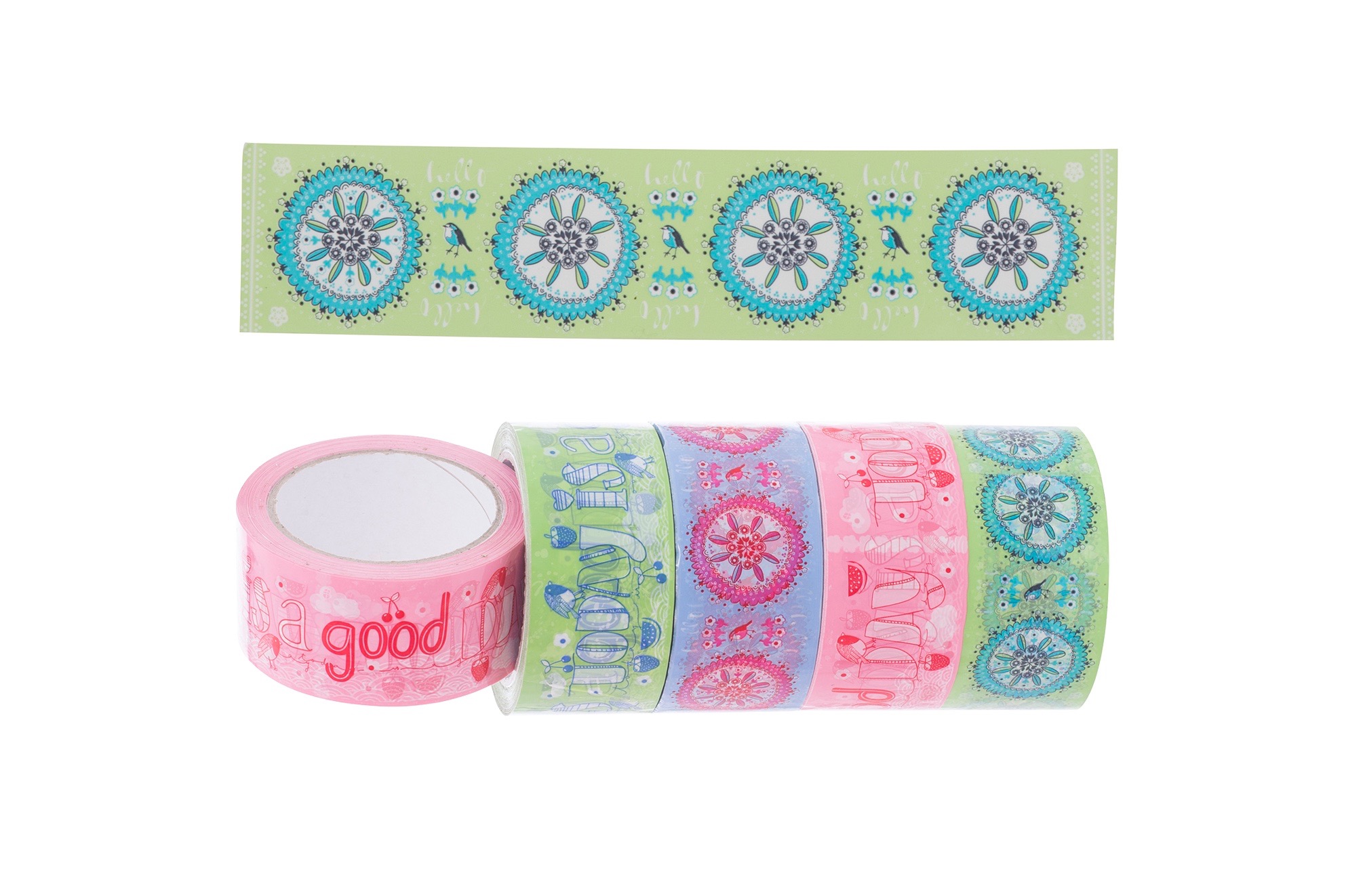 Overbeck and Friends Paketband/Klebeband, Hello Hello rosa-blau