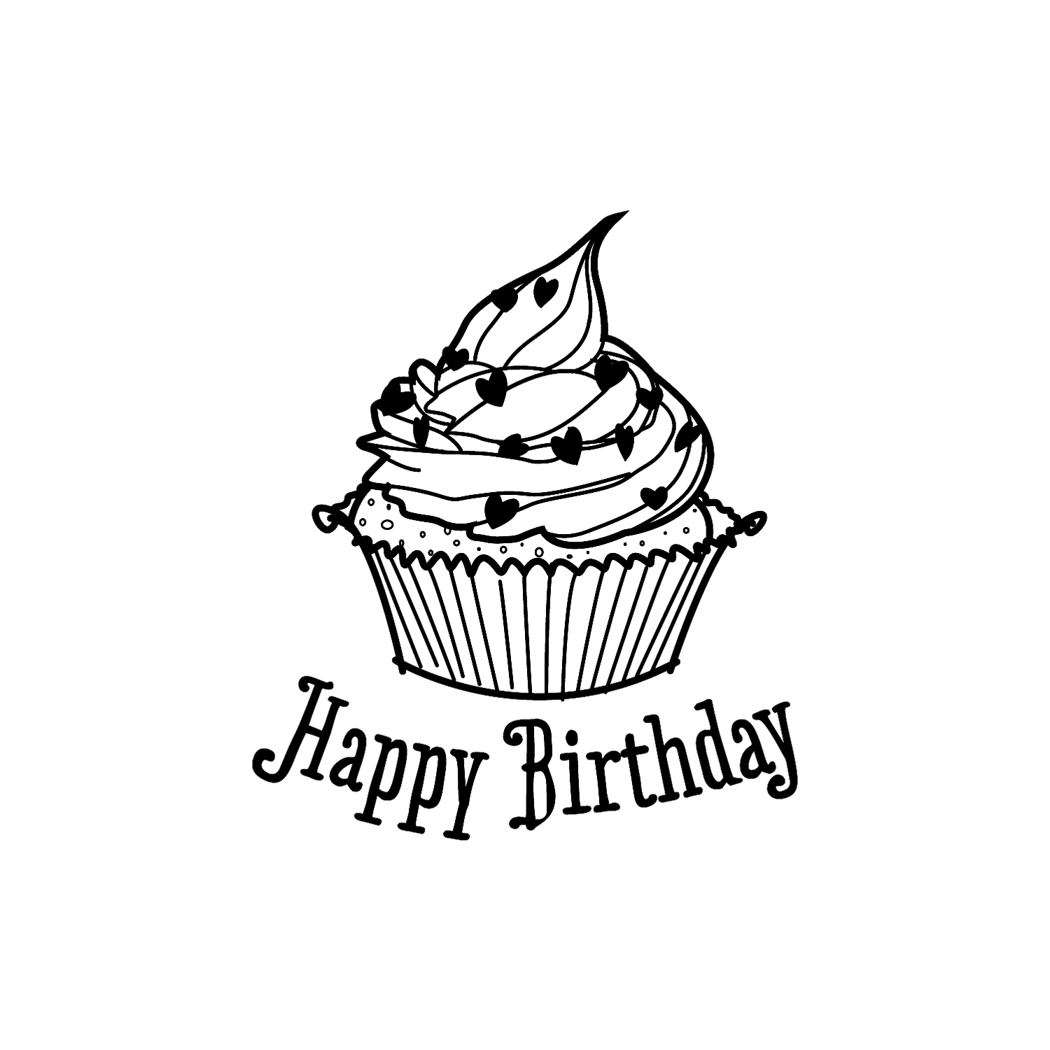Abdruck Stempel Happy Birthday Cupcake, 52 mm