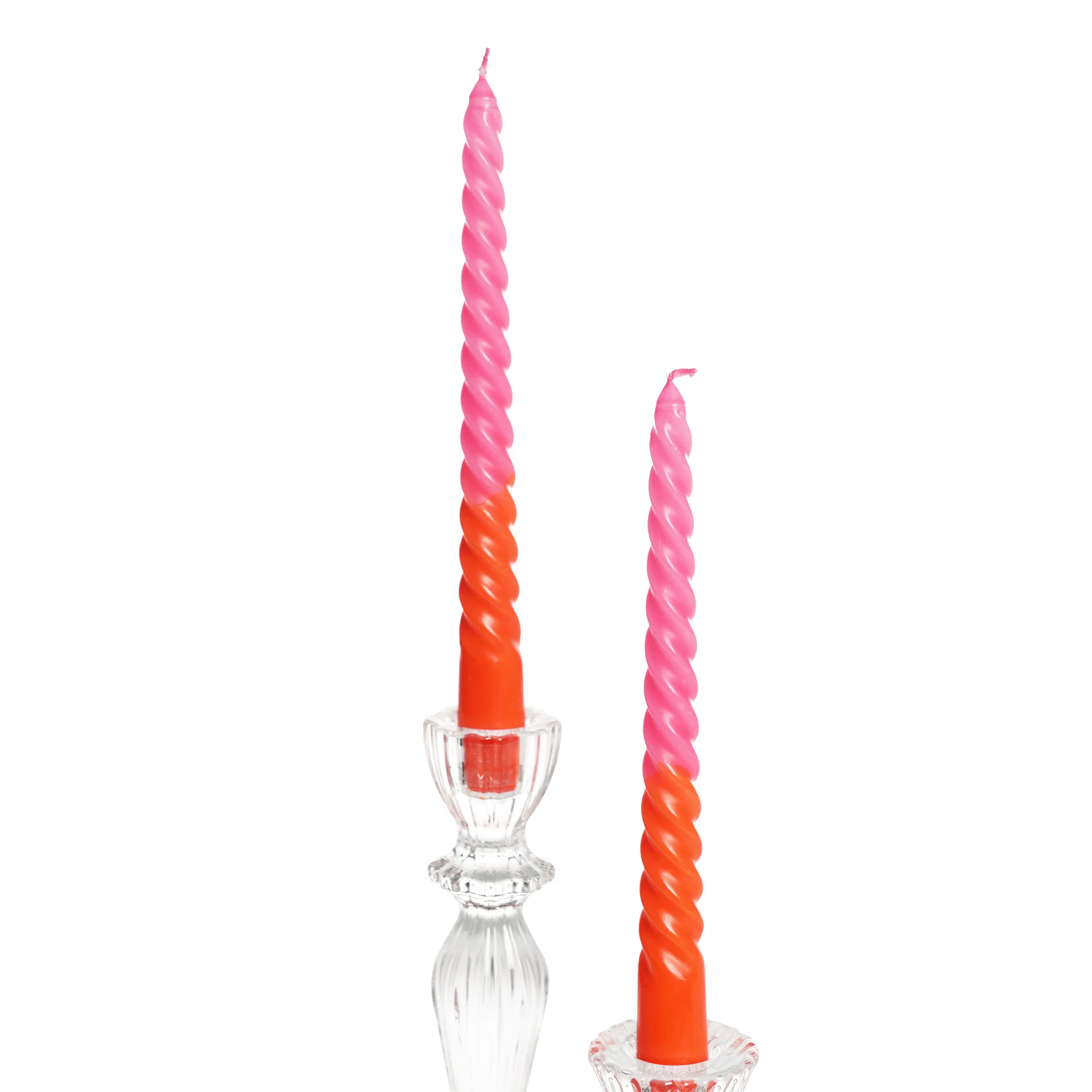 Gedrehte Kerzen Dip Dye in Rosa- & Orange