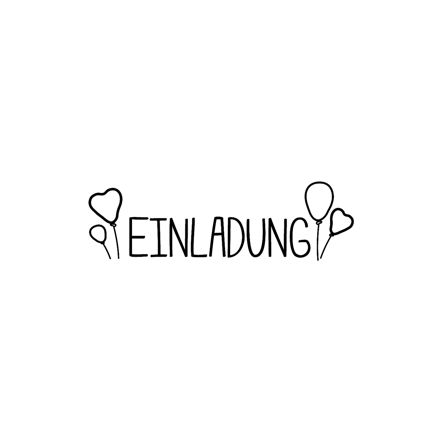 Abdruck Stempel "Einladung" mit Luftballons, 55 mm