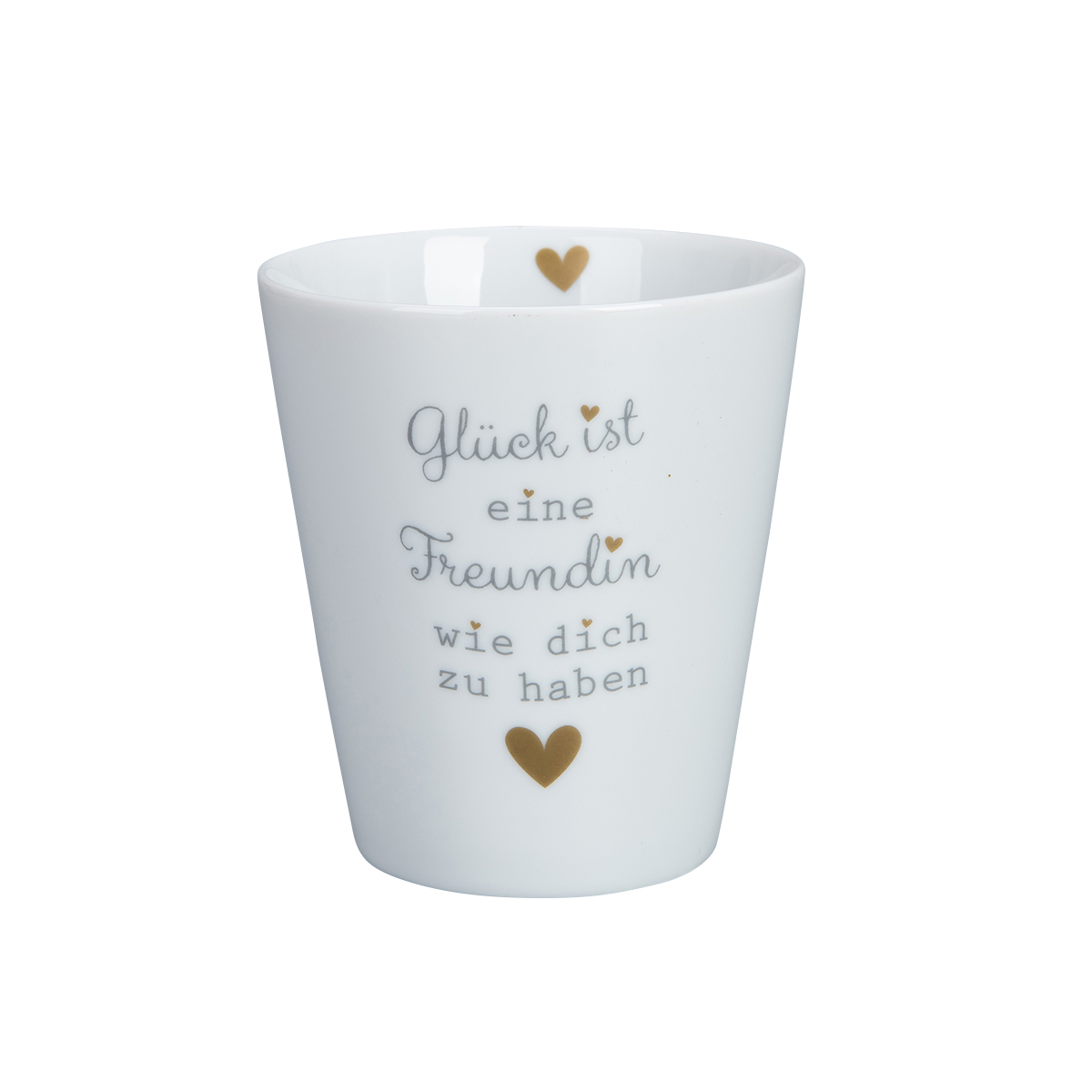 Tasse "Glück ist eine Freundin wie dich zu haben", grau/gold