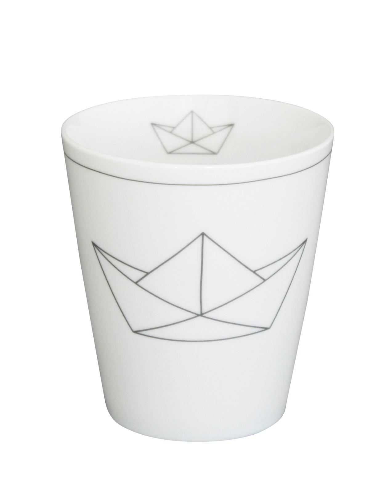 Tasse "Papierboot-/schiffchen", grau