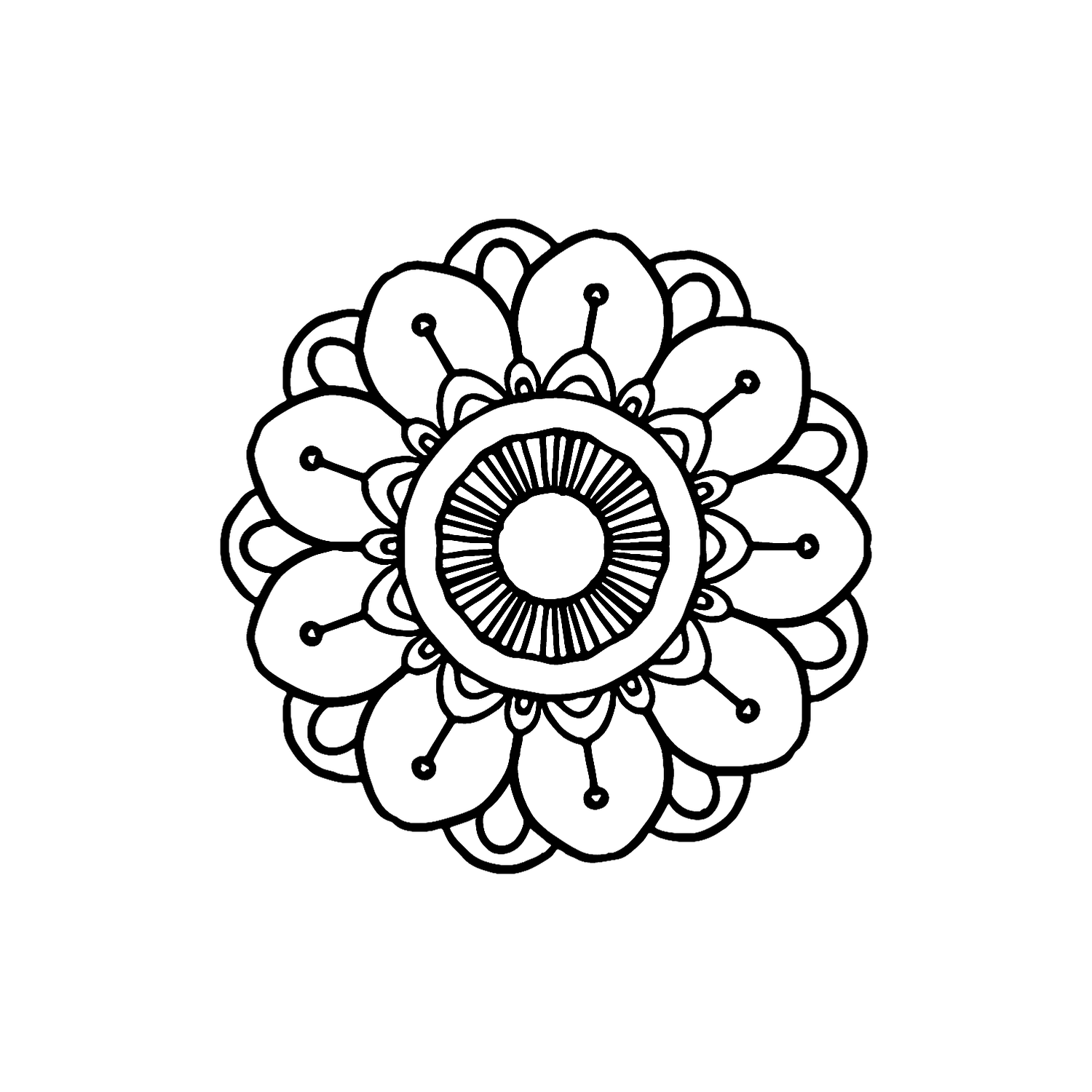 Abdruck Stempel Blume/Mandala 3, 35 mm