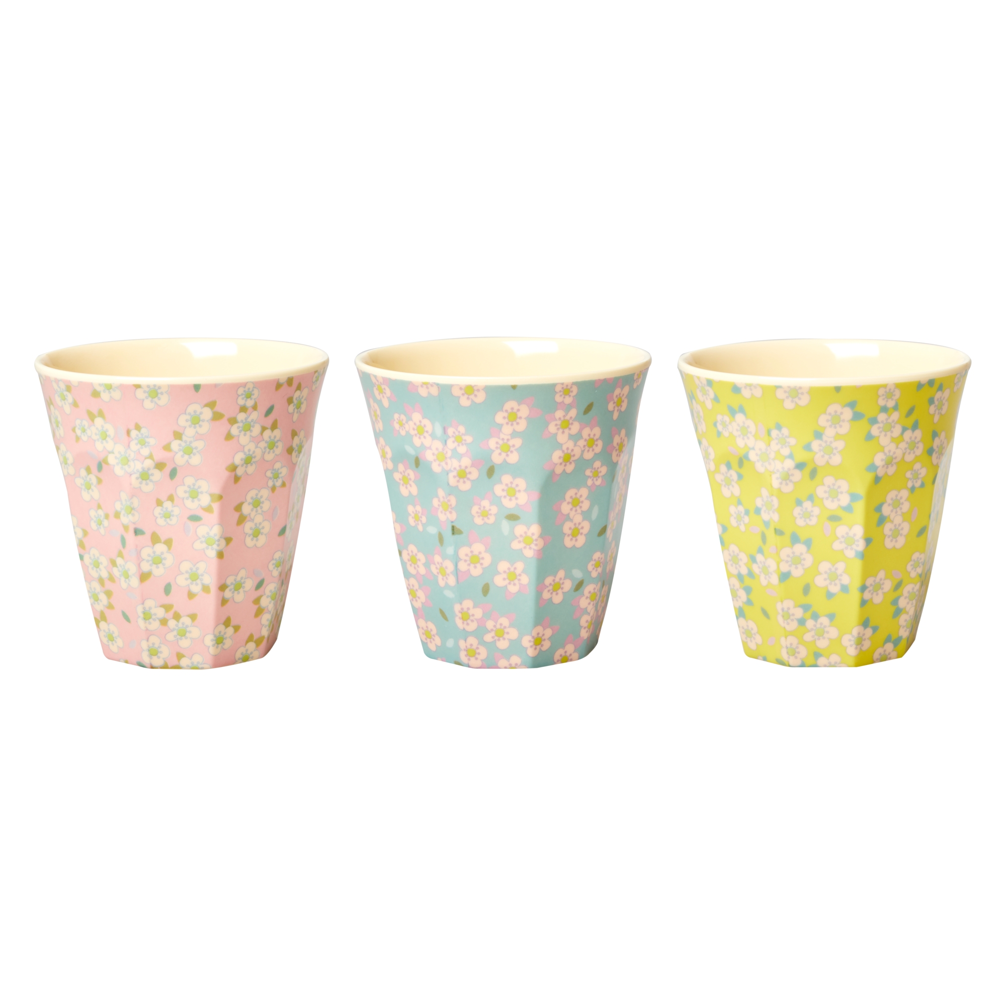 Becher Blümchen gelb/grün (Personalisierung möglich)