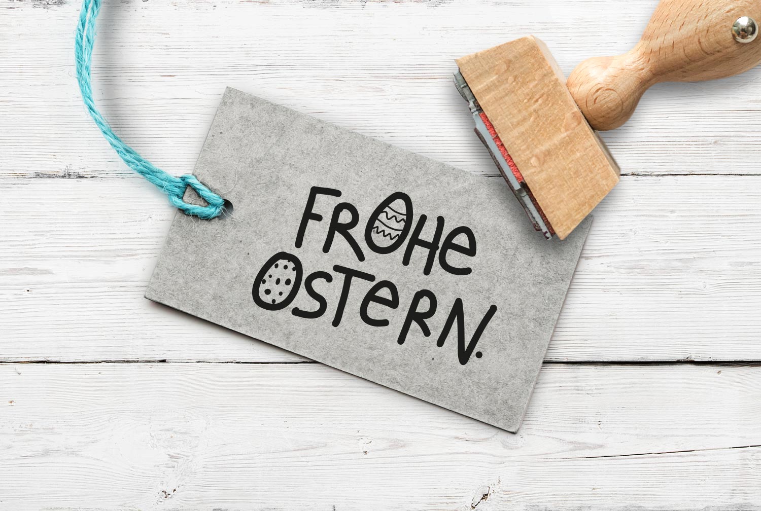 Stempel Frohe Ostern mit Eier, 50 mm