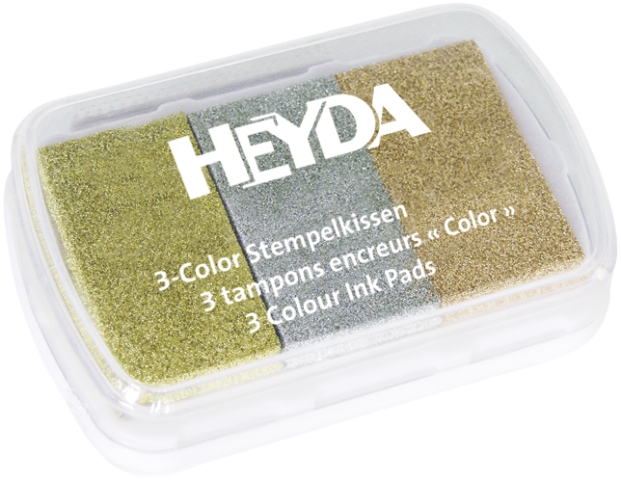 3-Color-Stempelkissen "Metallic" (gold/silber/kupfer) Heyda