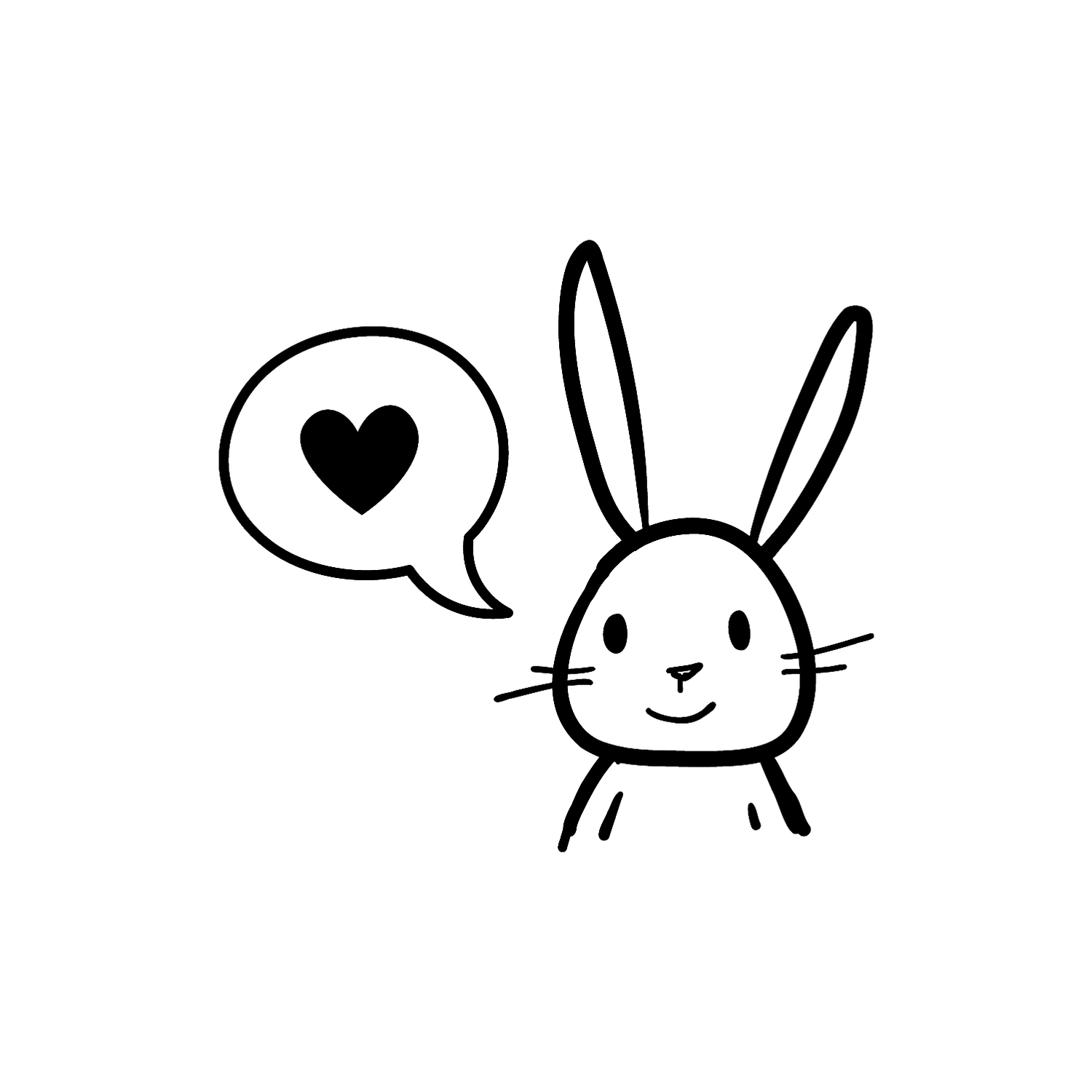 Abdruck Stempel Hase Herz, 35 mm