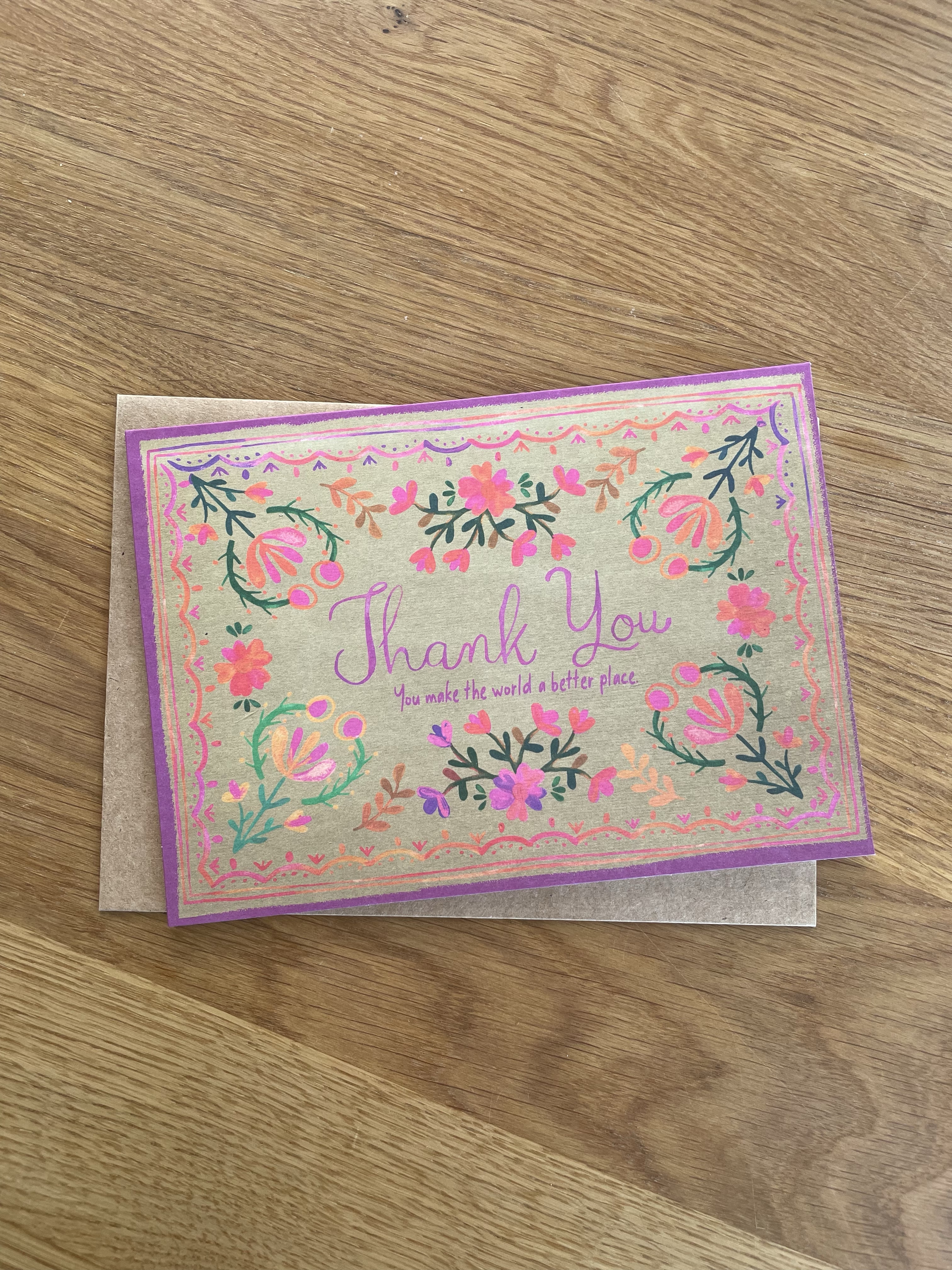 Klappkarte "thank you - you make the world a better place" (Motiv 1) mit Umschlag