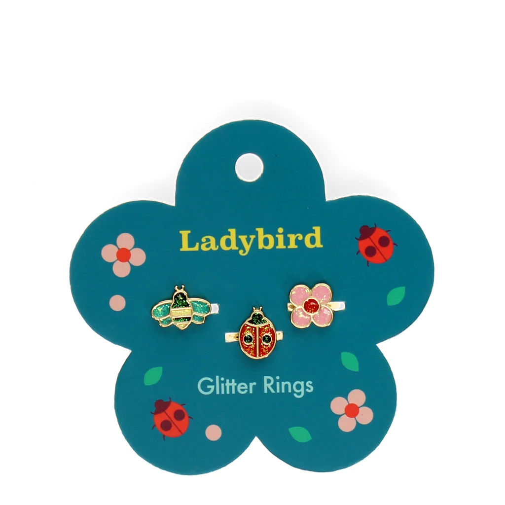 Glitzer-Ringe (3-er Set) "Ladybird"