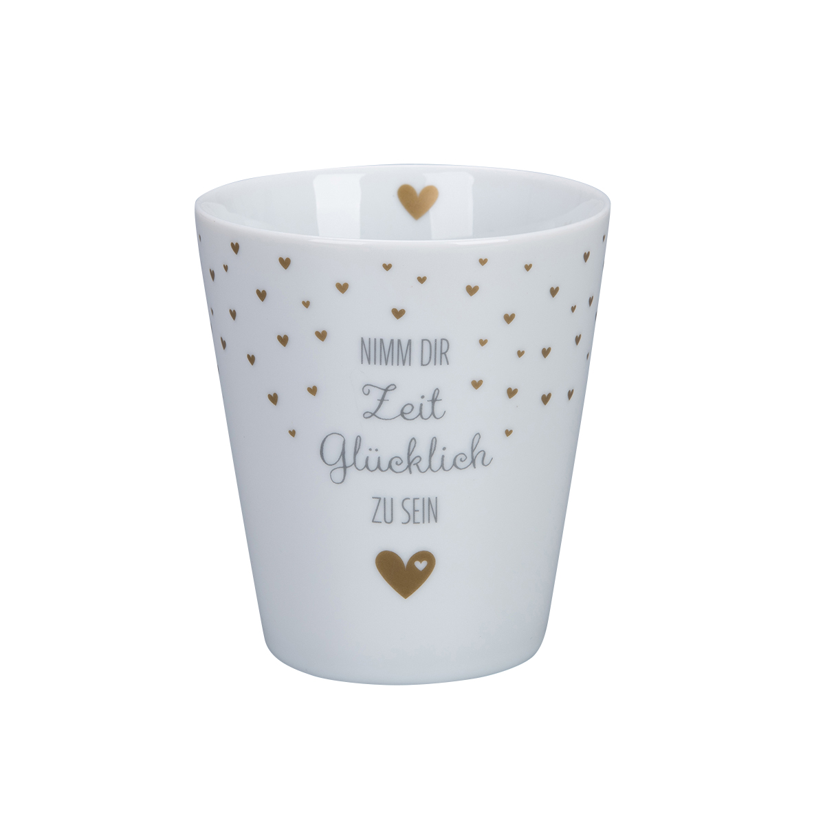 Tasse "Nimm dir Zeit glücklich zu sein", grau/gold