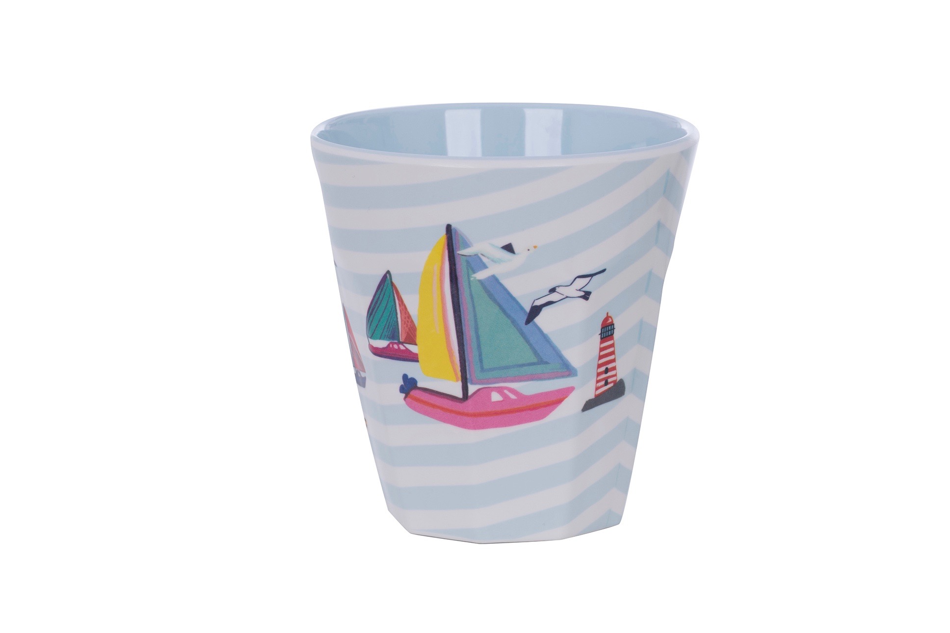 Becher Ahoi 1, Segelboote/Streifen (Personalisierung möglich)