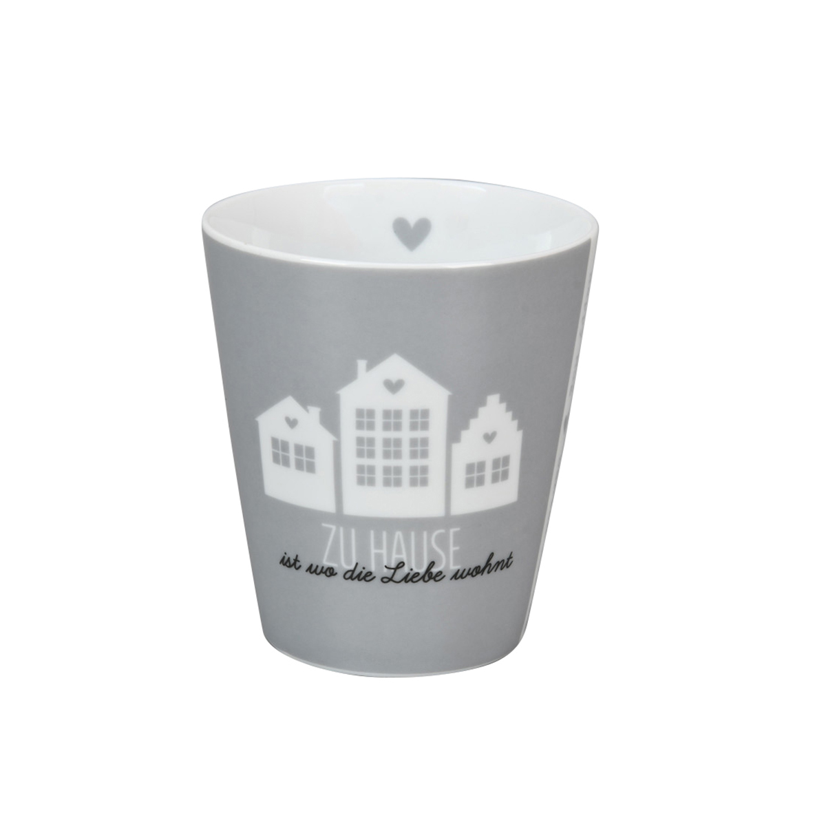 Tasse "Zuhause ist wo die Liebe wohnt", grau