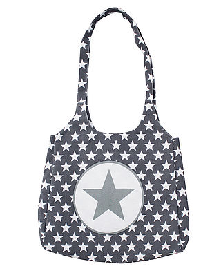 Tasche, dunkelgrau mit Sternen