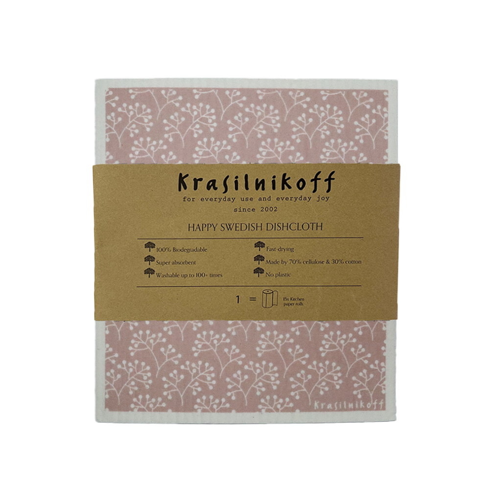 Spüllappen/Spültuch/Schwammtuch, "Blumen", rosa