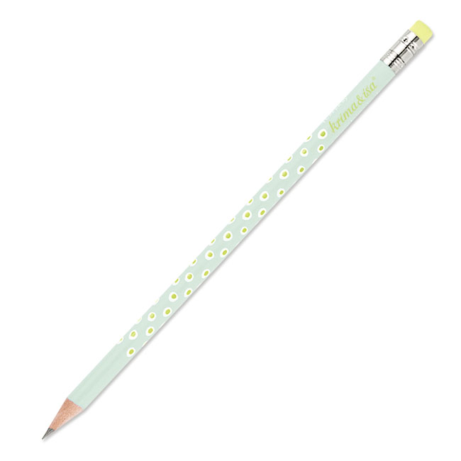 krima&isa Bleistift türkis, Tupfer weiß/grün