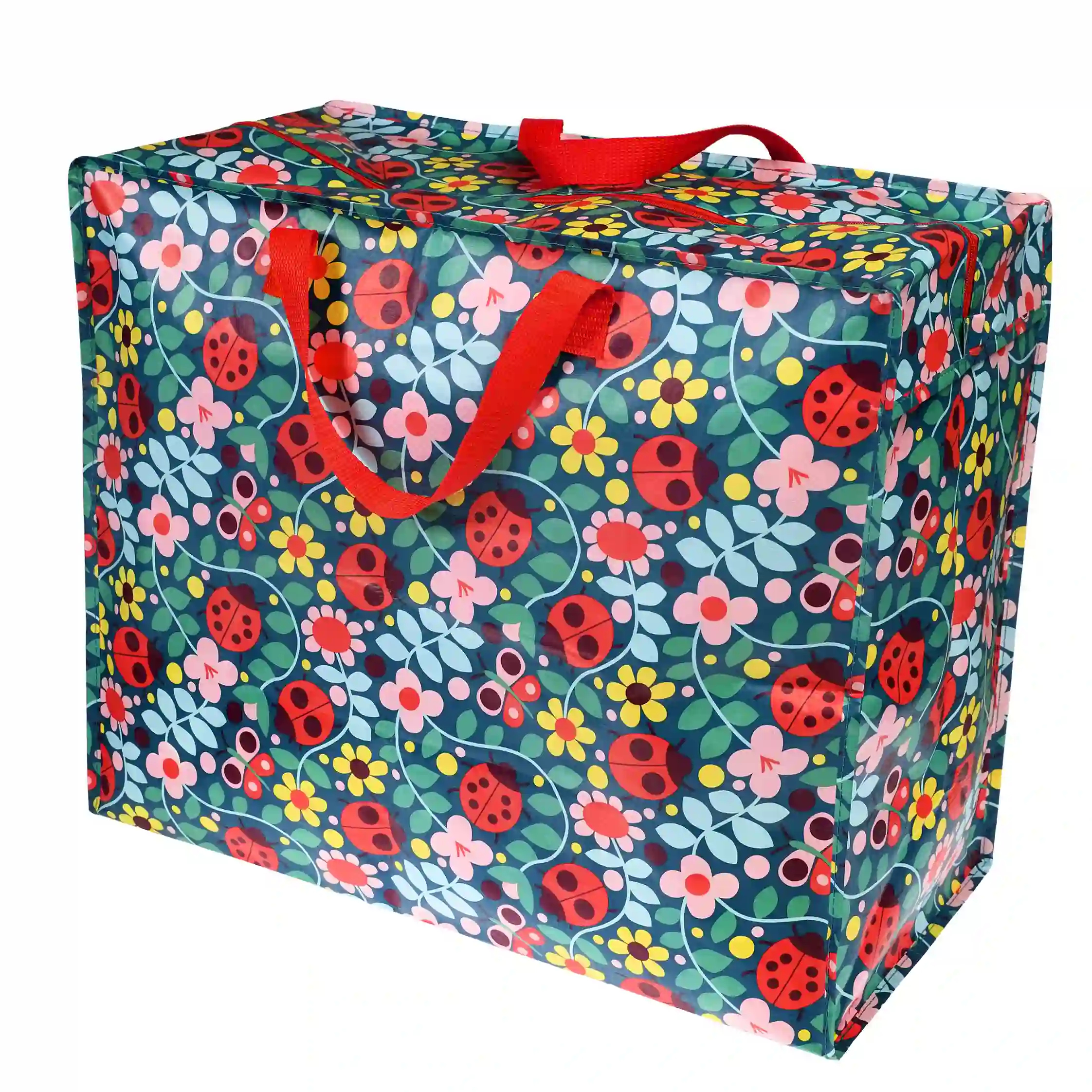 Große Tasche mit Marienkäfer und Blumen