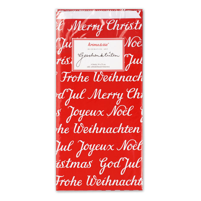 krima&isa 6 kleine Geschenktüten Weihnachten Rot