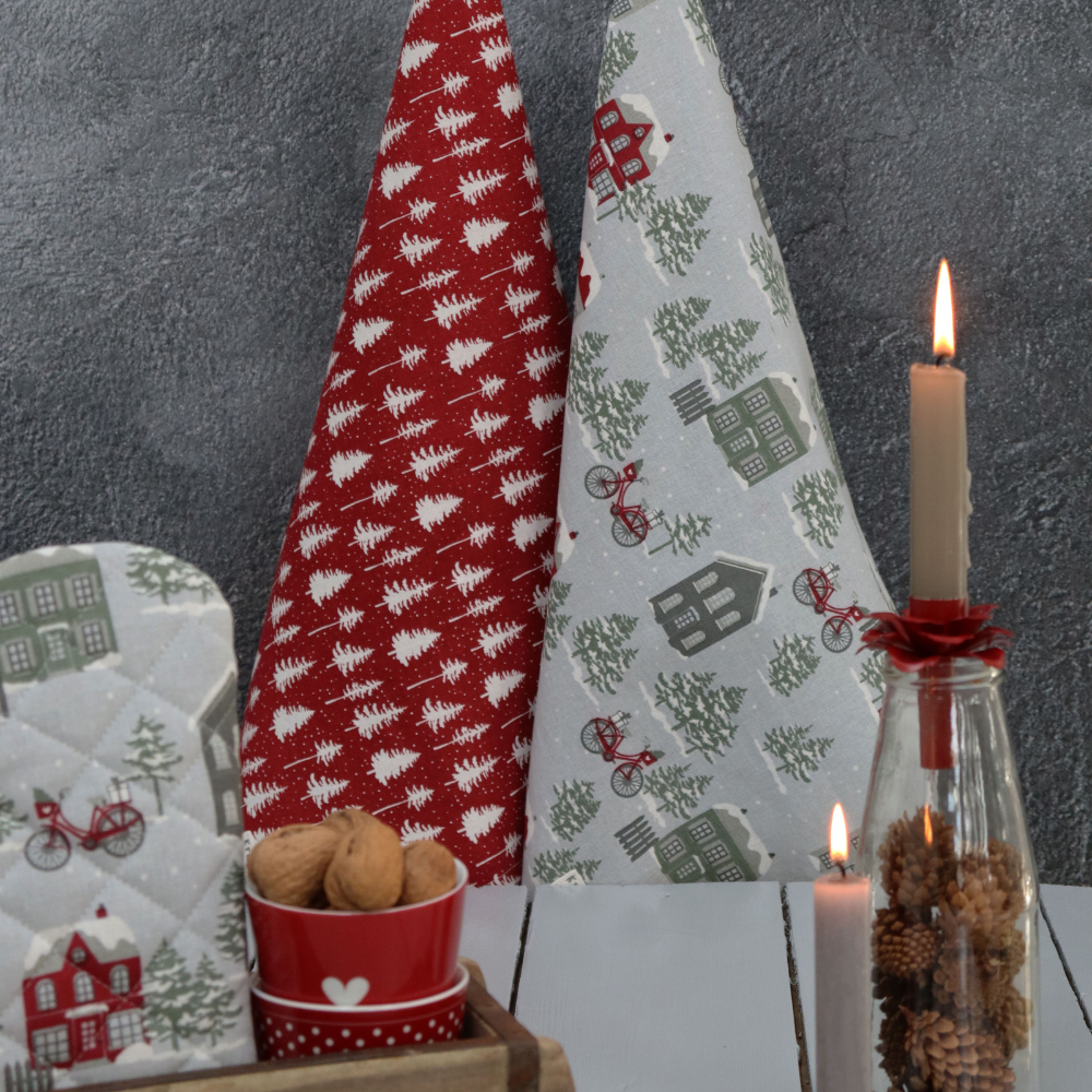 Geschirrtuch, "Weihnachtsstadt - riding home for Christmas"