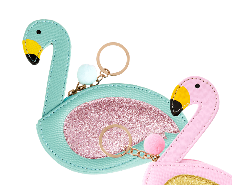 Täschchen/Geldbeutel Flamingo/Schwan, türkis