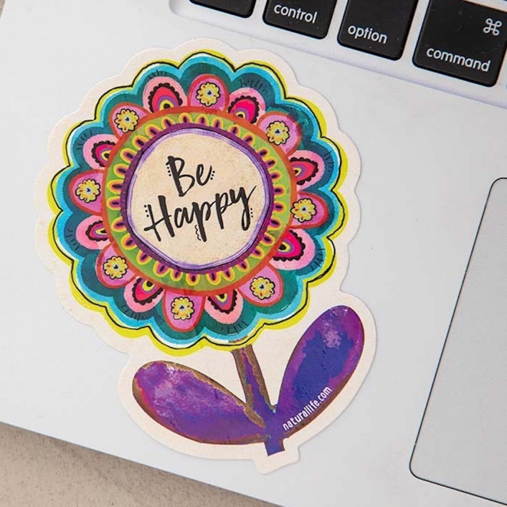Sticker "be happy" Blume