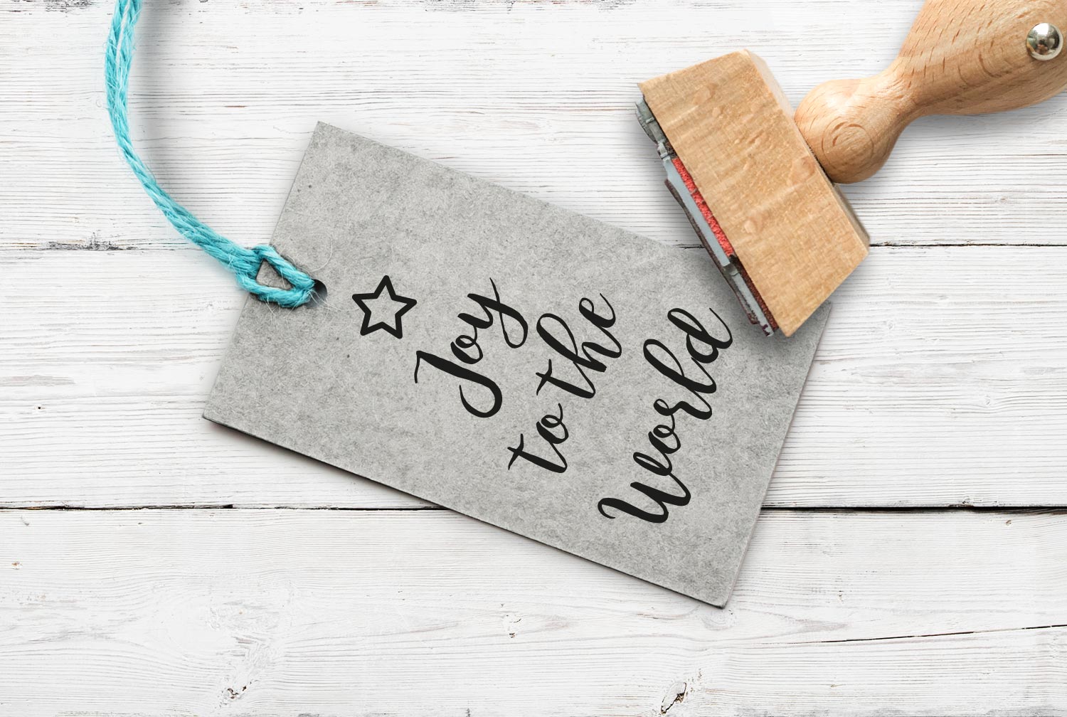Stempel mit Schriftzug "Joy to the world", 65 mm