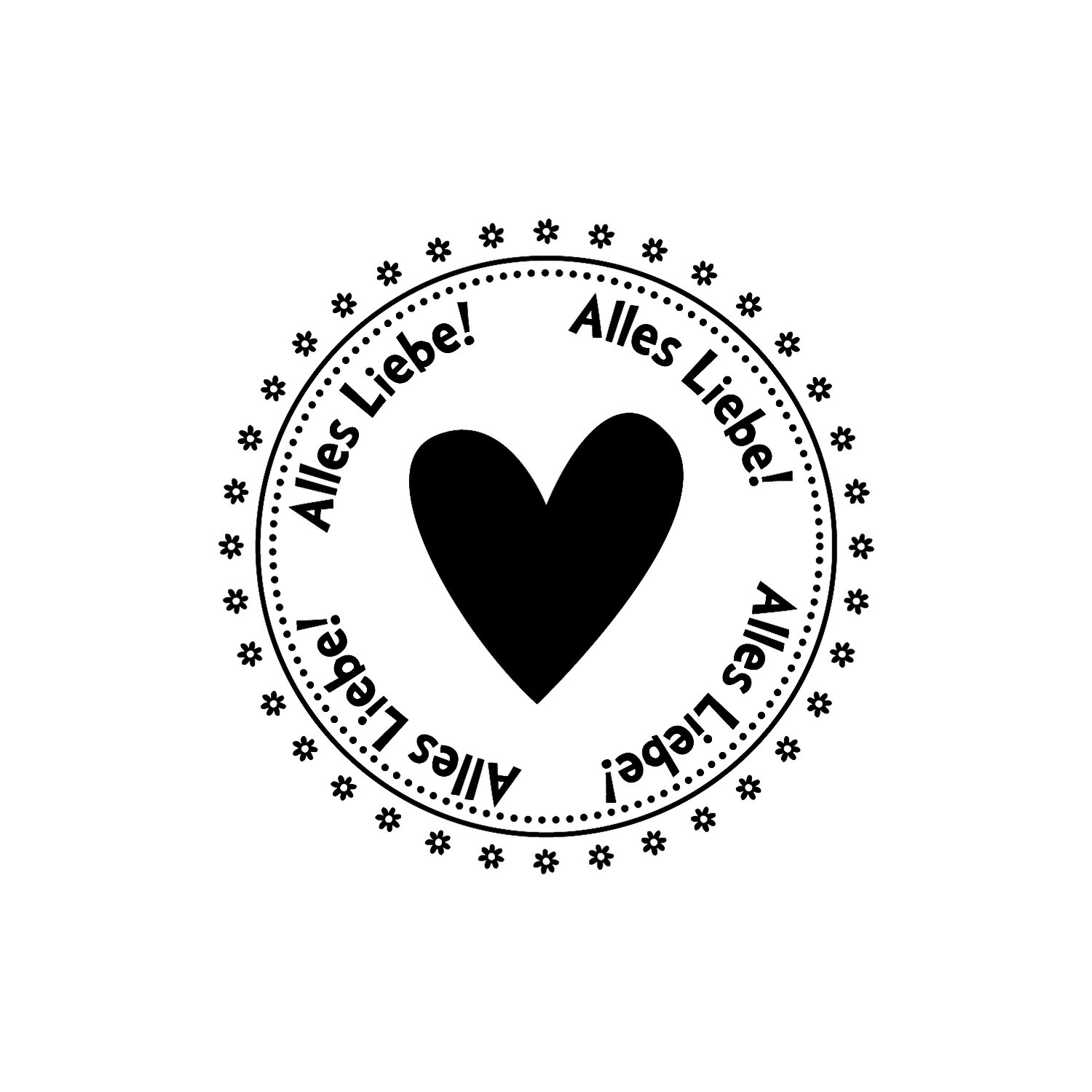 Abdruck Stempel "Alles Liebe" rund, 45 mm