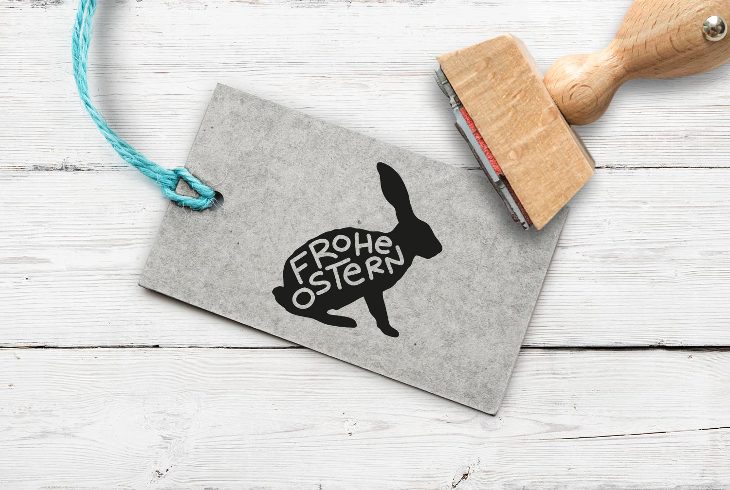 Stempel Frohe Ostern Hase, 50 mm