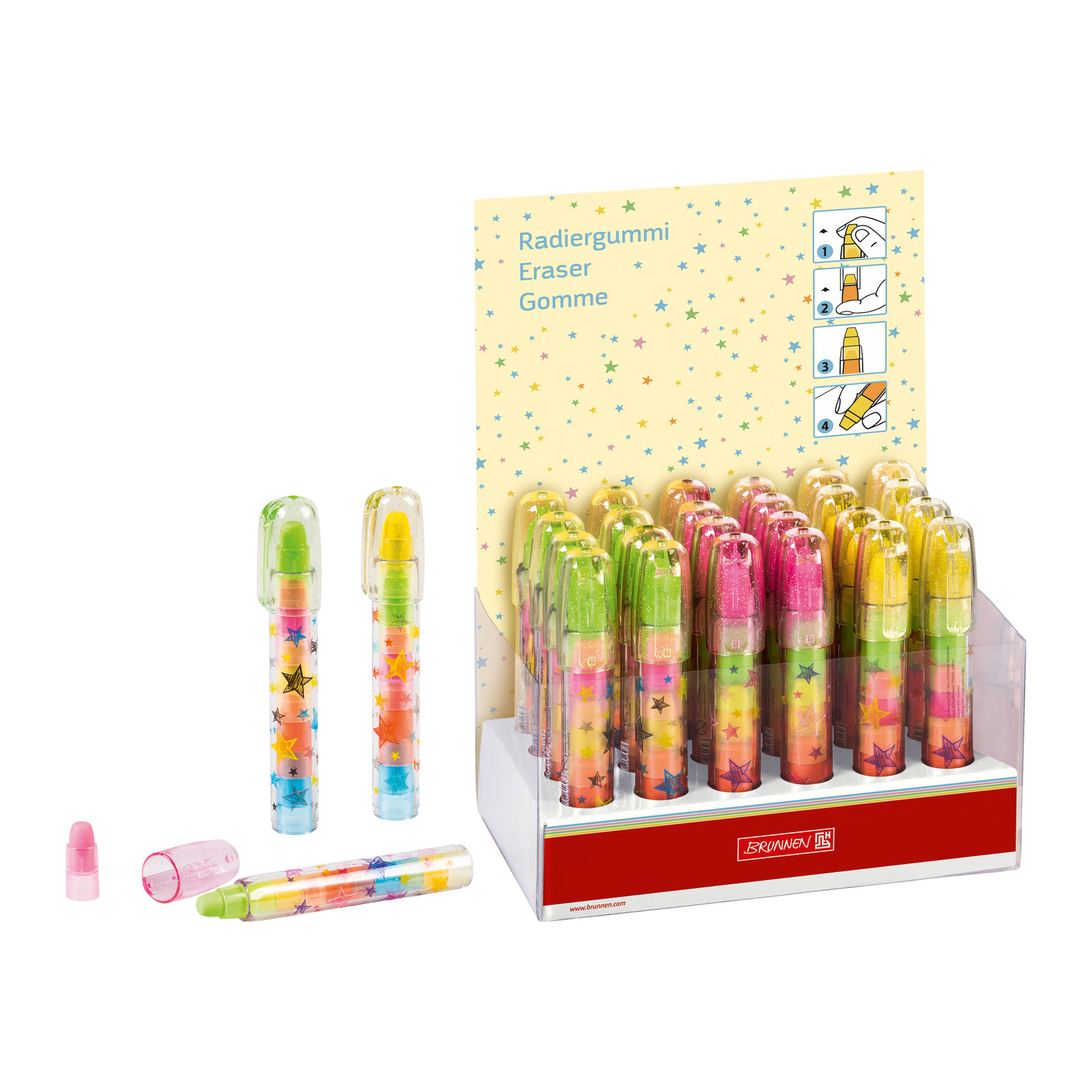 BRUNNEN Radiergummi-Steckstift, 5-farbig