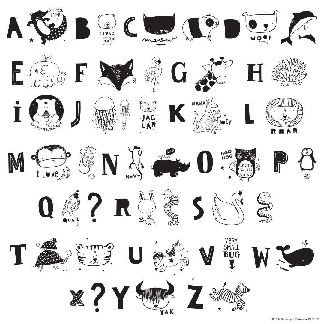 Zeichen/Symbol-Set für Lightbox/Leuchtkasten "ABC Kids"