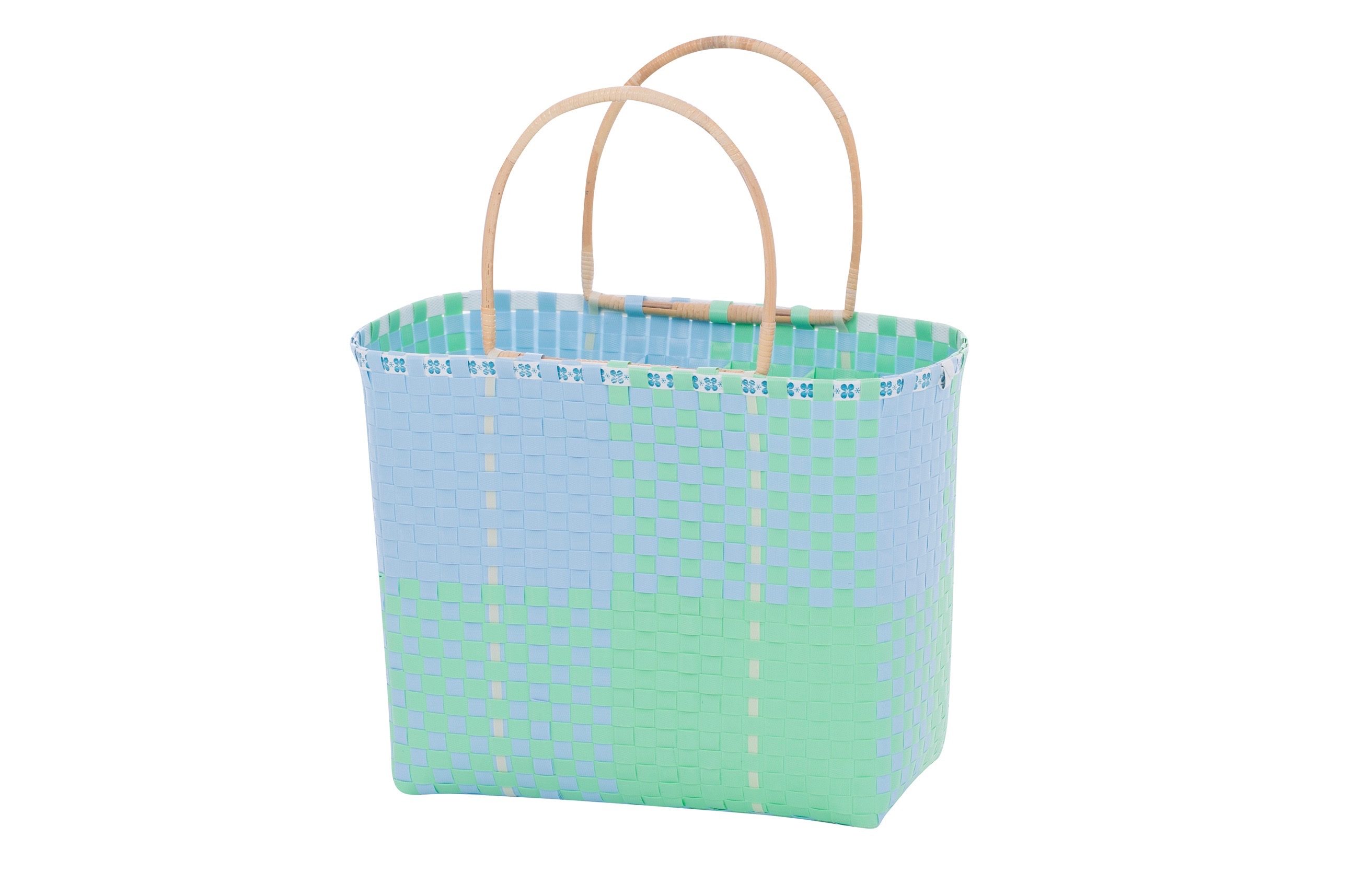 Overbeck and Friends Markttasche/Shopper/Korb Bambusgriff Ines blau-mint
