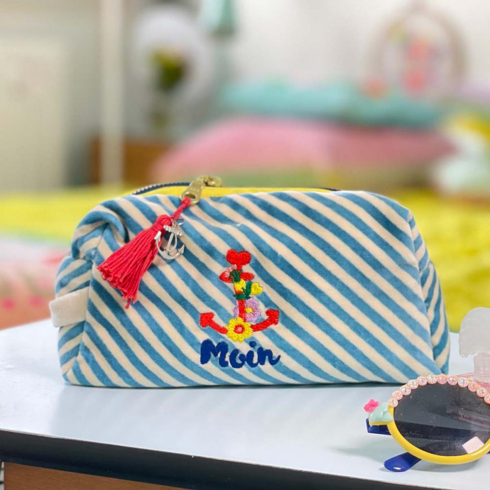 Kosmetiktasche Streifen "MOIN"