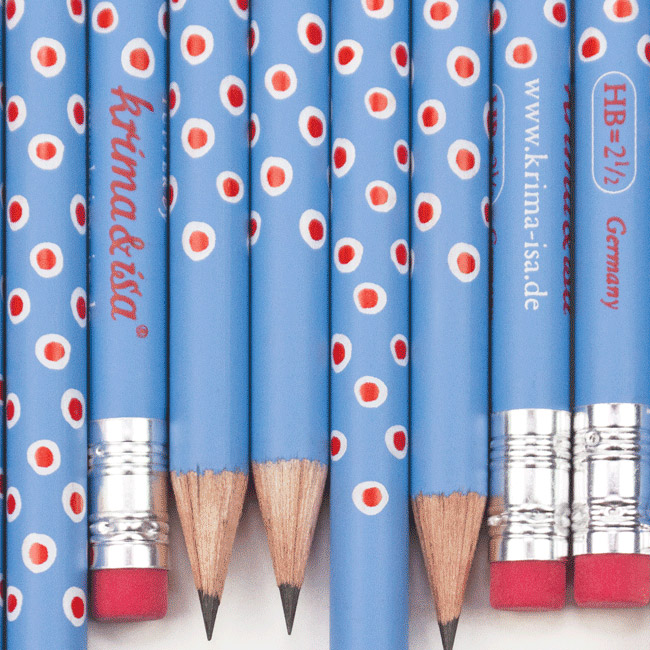 krima&isa Bleistift hellblau, Tupfer weiß/rot