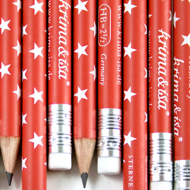 krima&isa Bleistift rot, Sterne weiß