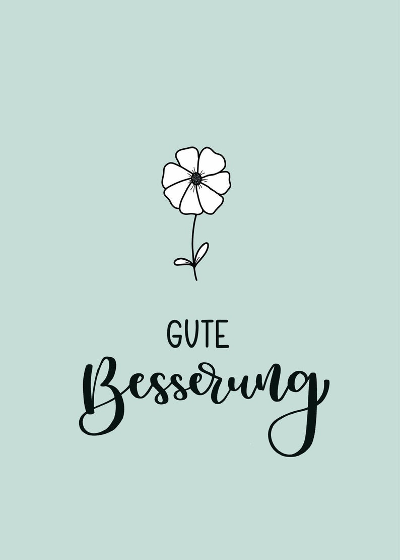 Postkarte „Gute Besserung“, mit Blume